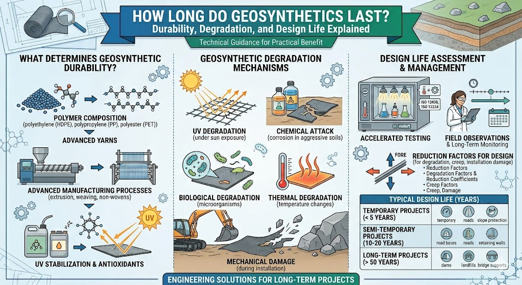 How Long Do Geosynthetics Last? Durability, Degradation and Design Life Explained